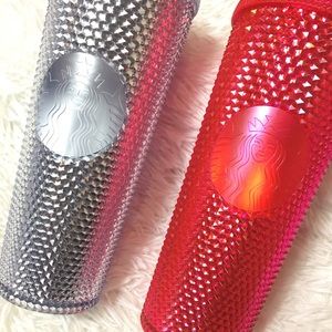 2 Starbucks Studded Tumblers Platinum Neon Pink